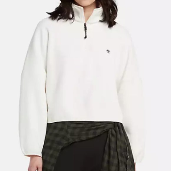 NWT Timberland Cropped Funnel-Neck Fleece Jacket women’s size M - Picture 1 of 4